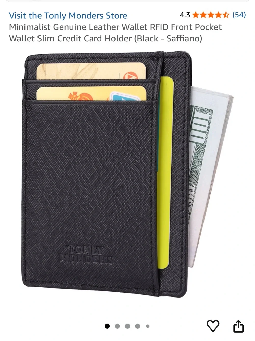 Black Leather Card Holder Sleeve